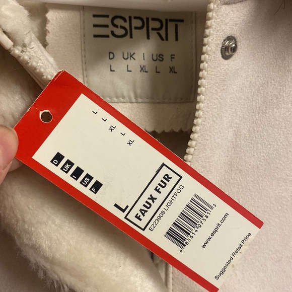 Esprit fur coat w/ fur hood in Tan Cream - Picture 2 of 4